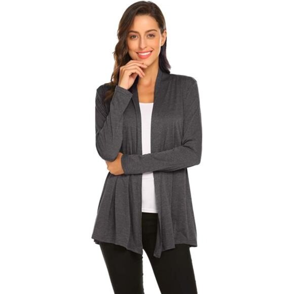 Womens Casual Lightweight Long Sleeve Cardigan Soft Drape Open Front Fall - Picture 4 of 7
